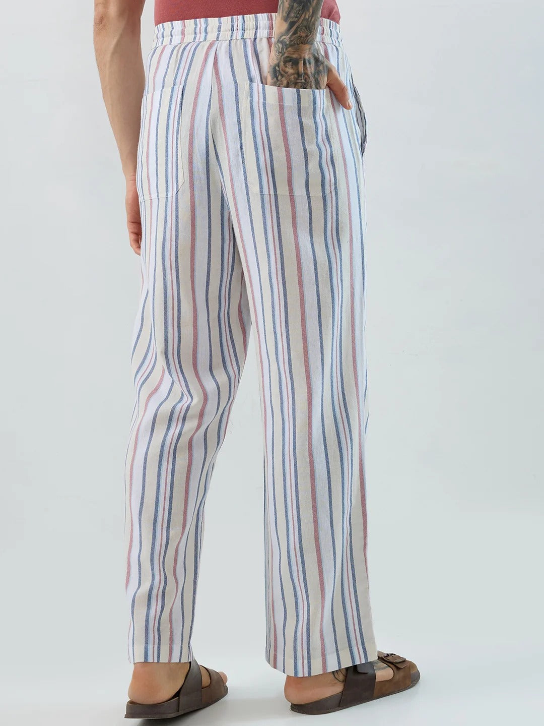 Coastal Striped Straight Fit Casual Pants - Multicolor