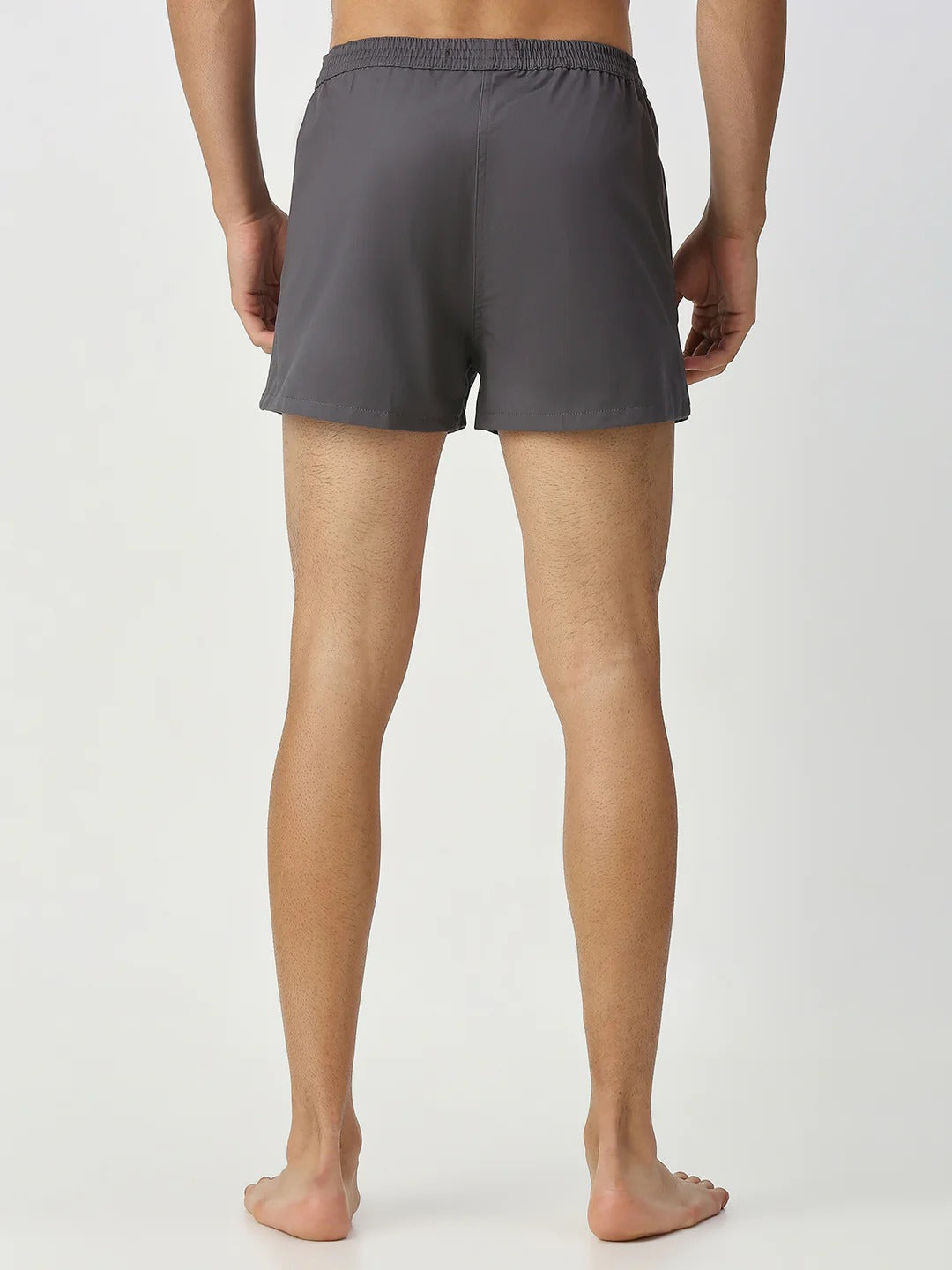 Airborne 2 Pc Elasticated Cotton Men's Boxer Shorts - White & Grey Solid