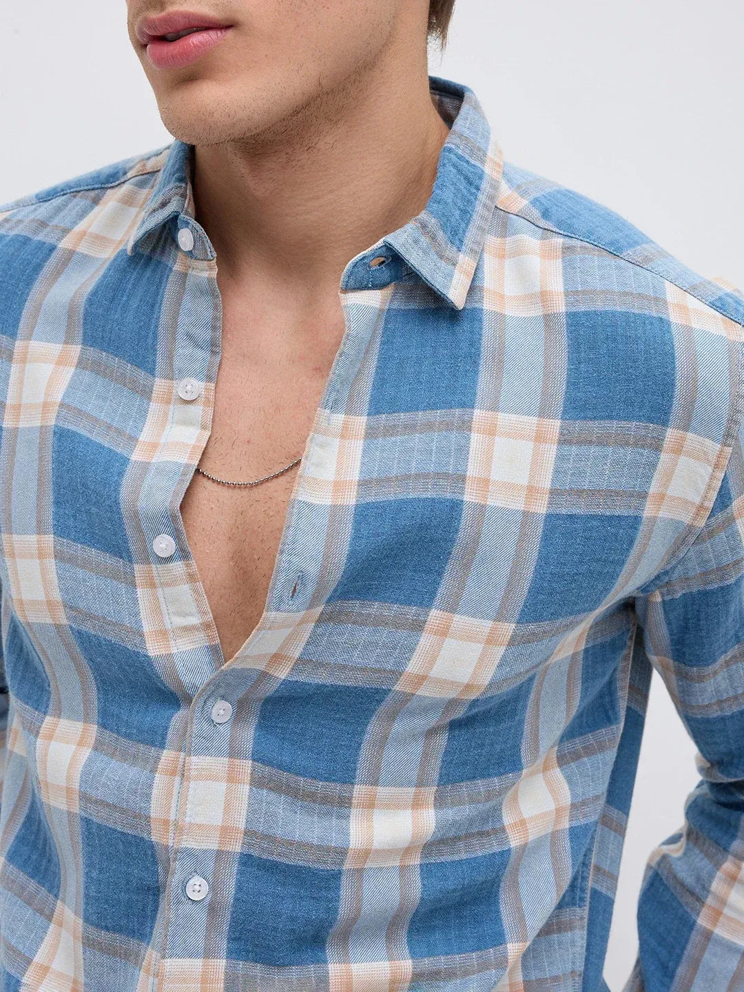 Tartan Cotton Plaid Regular Fit Shirt - Blue