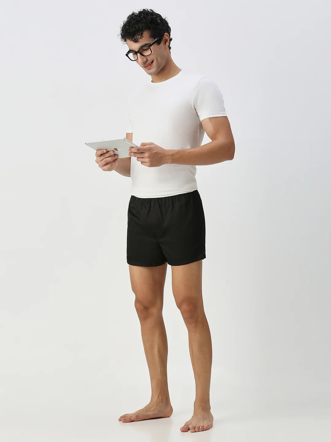 Bouncer 2 Pc Elasticated Cotton Men's Boxer Shorts - Black & Olive Green Solid