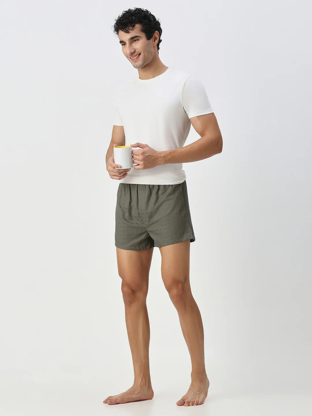 Bouncer 2 Pc Elasticated Cotton Men's Boxer Shorts - Black & Olive Green Solid