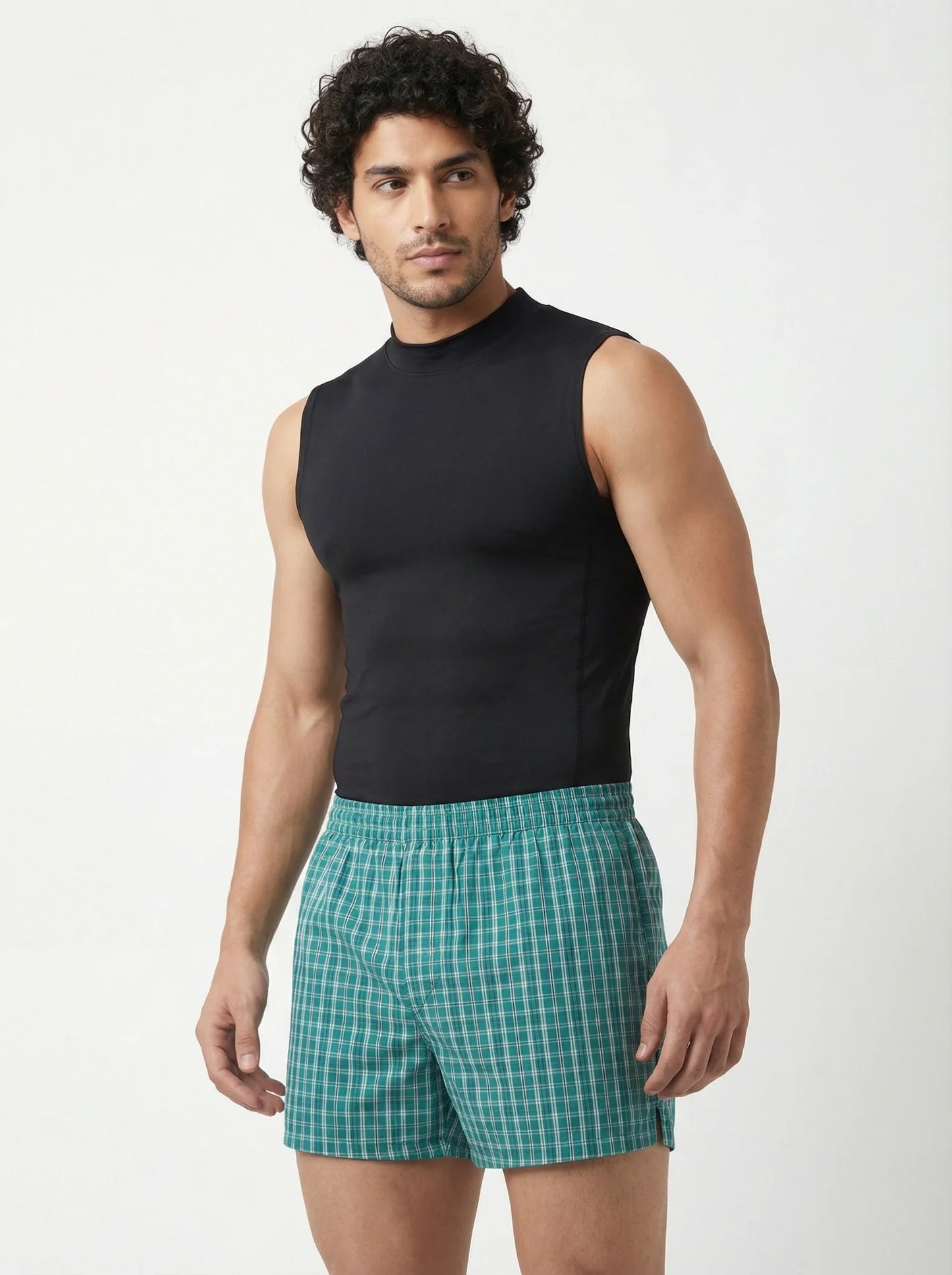 Cheeky 2 Pc Elasticated Cotton Men's Boxer Shorts - Green & Navy