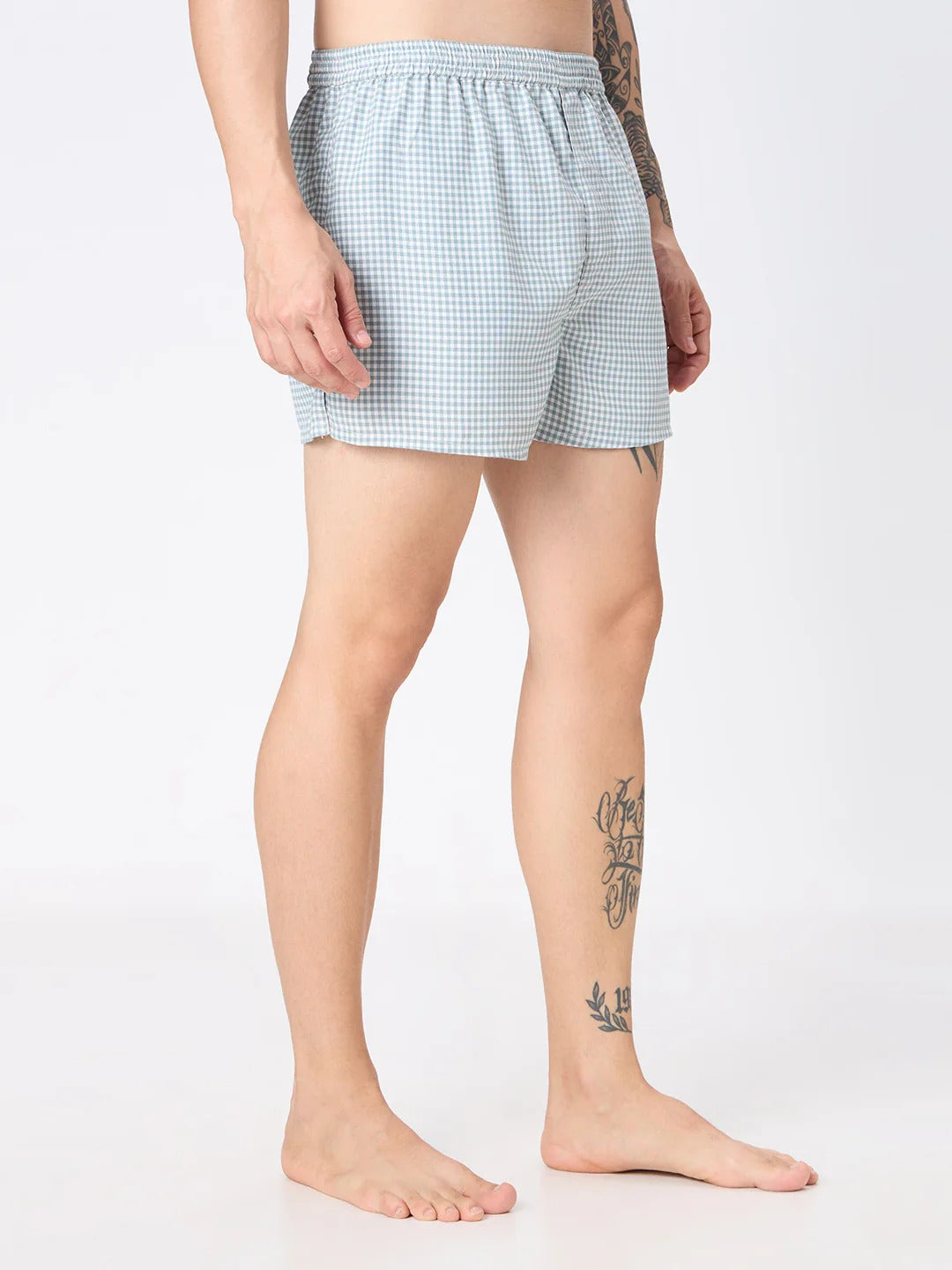 Freebird 2 Pc Elasticated Cotton Men's Boxer Shorts - Maroon & Green Check