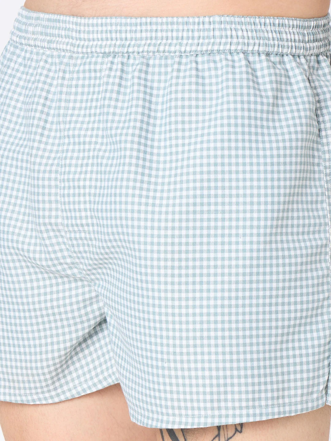Freebird 2 Pc Elasticated Cotton Men's Boxer Shorts - Maroon & Green Check