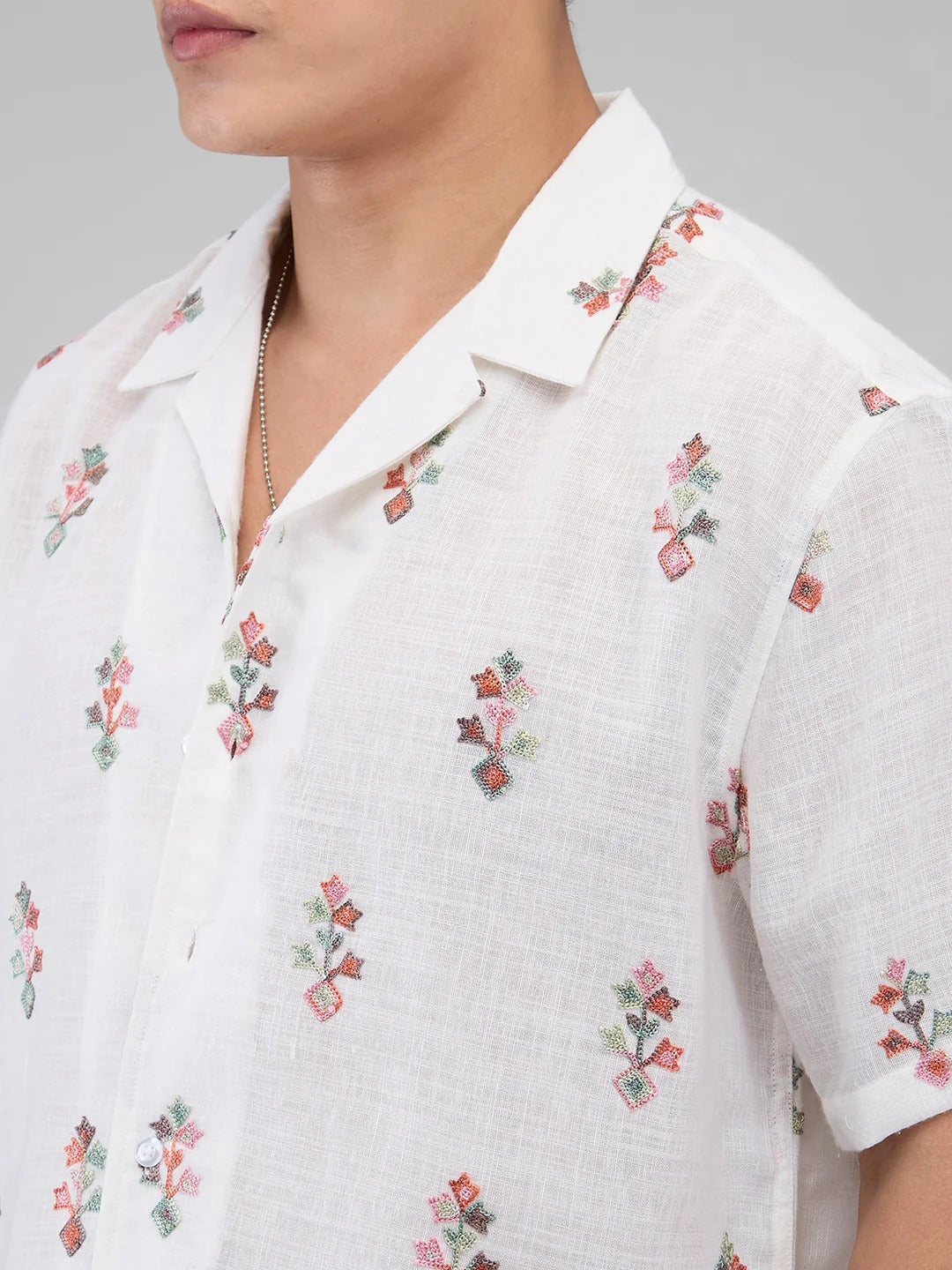 Mykonos Cotton Modern Embroidered Shirt - Multiple Colors Available