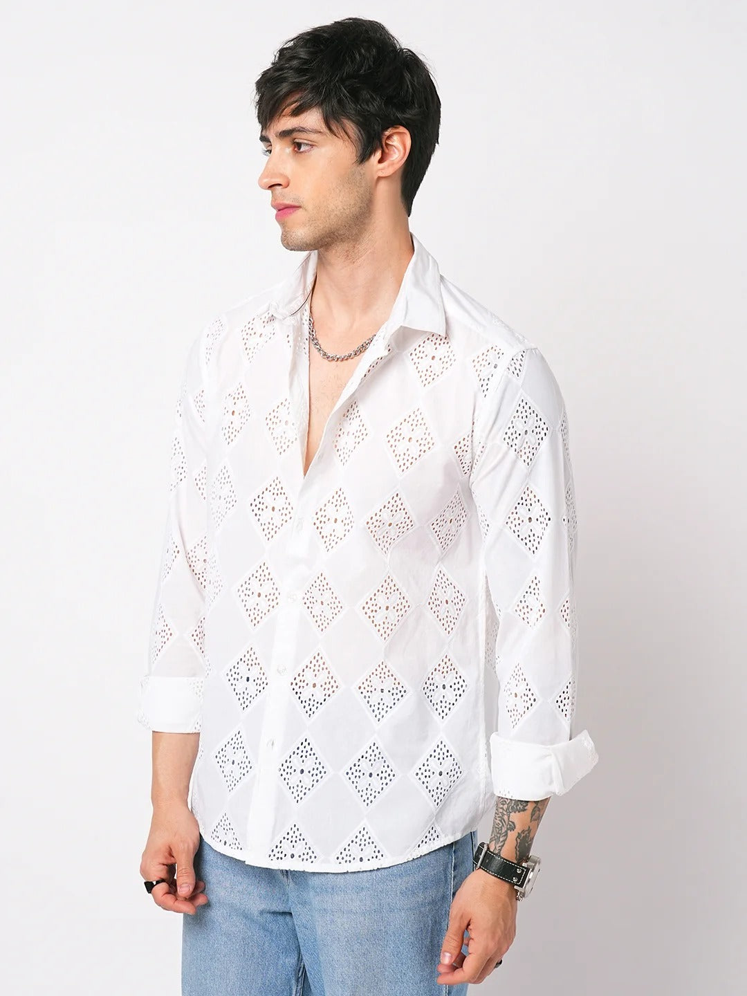 Mallorca Cotton Schiffli Embroidered Shirt - Multiple Colors Available