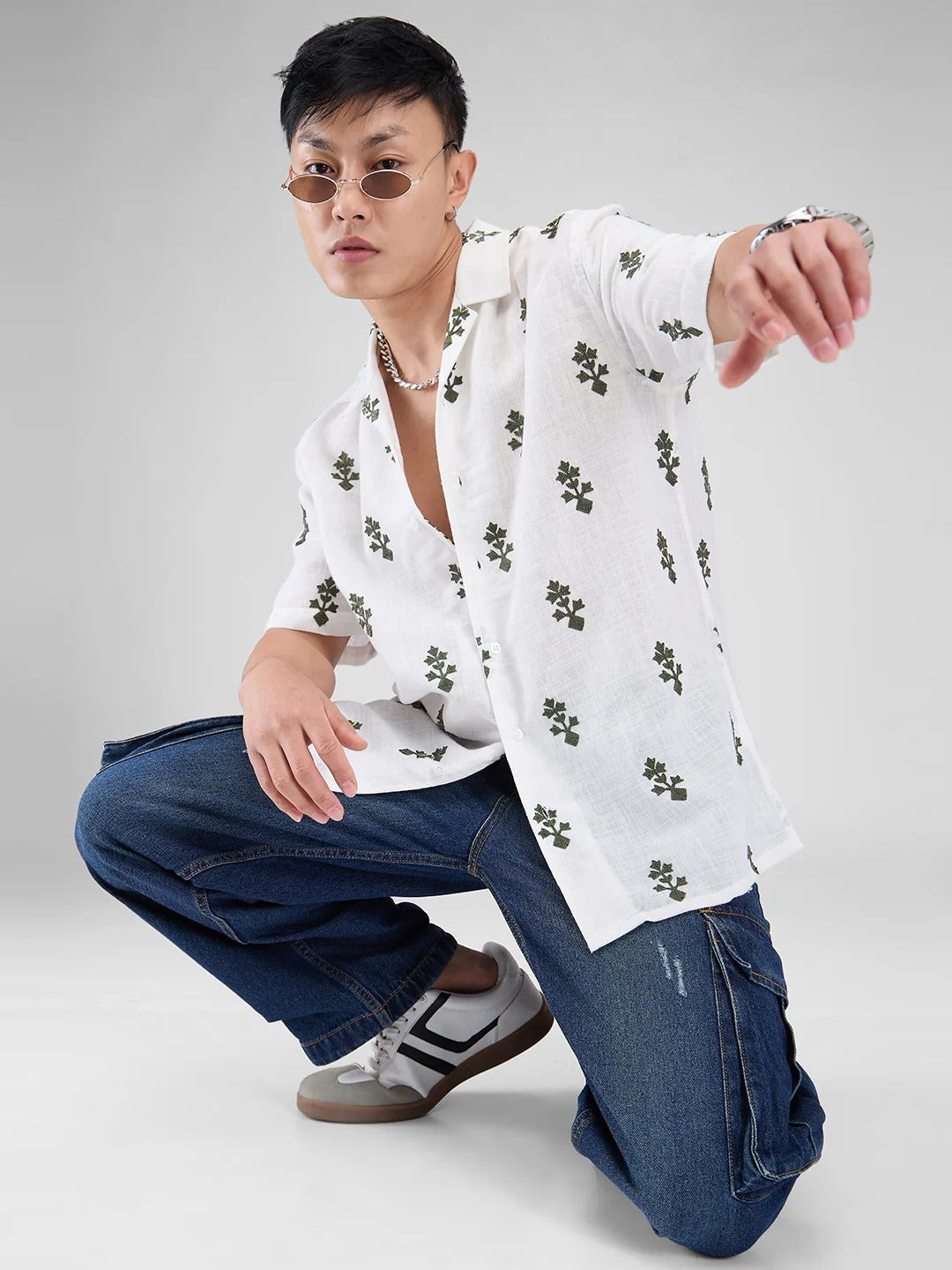 Mykonos Cotton Modern Embroidered Shirt - Multiple Colors Available