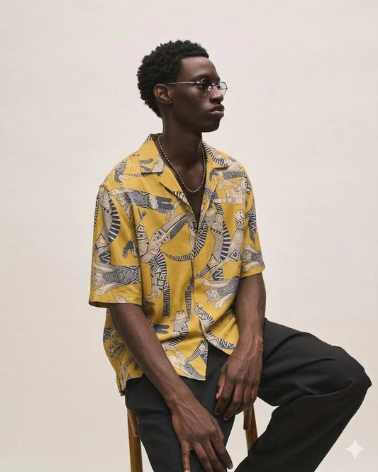 Solstice Short Sleeve Block Printed Men's Shirt - Multiple Colors Available