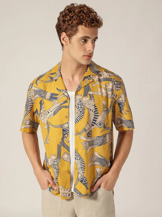 Solstice Short Sleeve Block Printed Men's Shirt - Multiple Colors Available