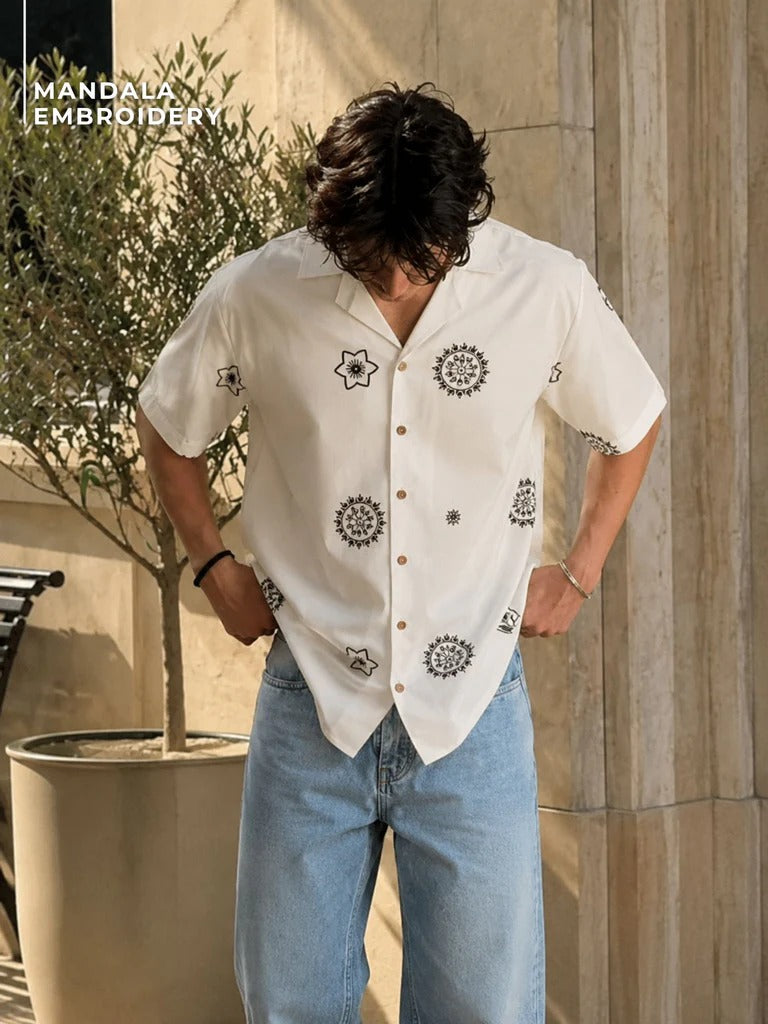 Capri Short Sleeve Embroidered Casual Men's Shirt - Multiple Colors Available