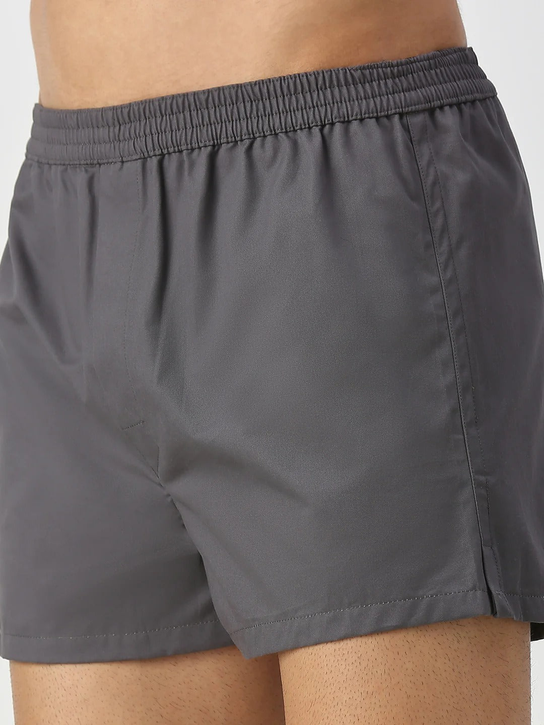 Airborne 2 Pc Elasticated Cotton Men's Boxer Shorts - White & Grey Solid