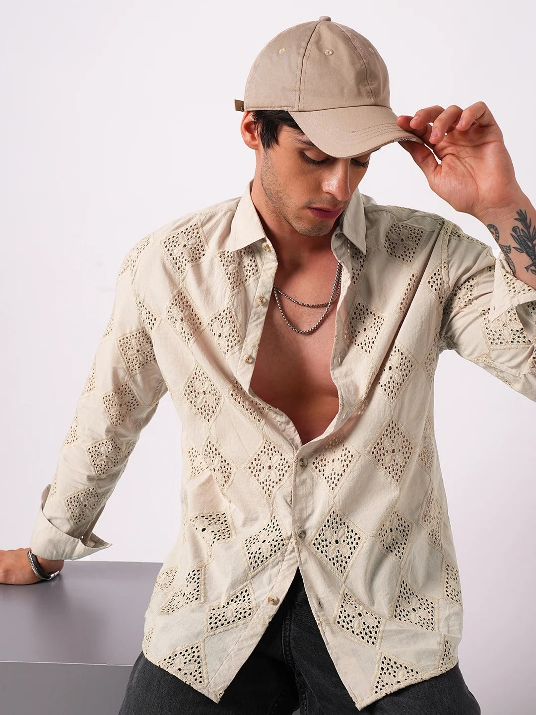 Mallorca Cotton Schiffli Embroidered Shirt - Multiple Colors Available