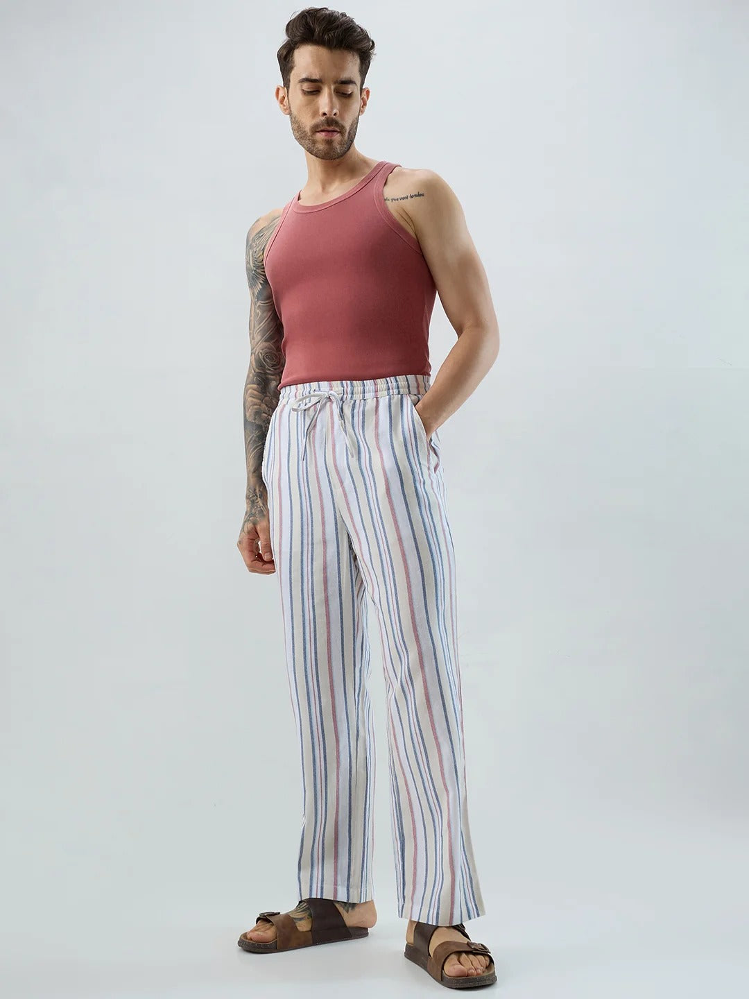 Coastal Striped Straight Fit Casual Pants - Multicolor