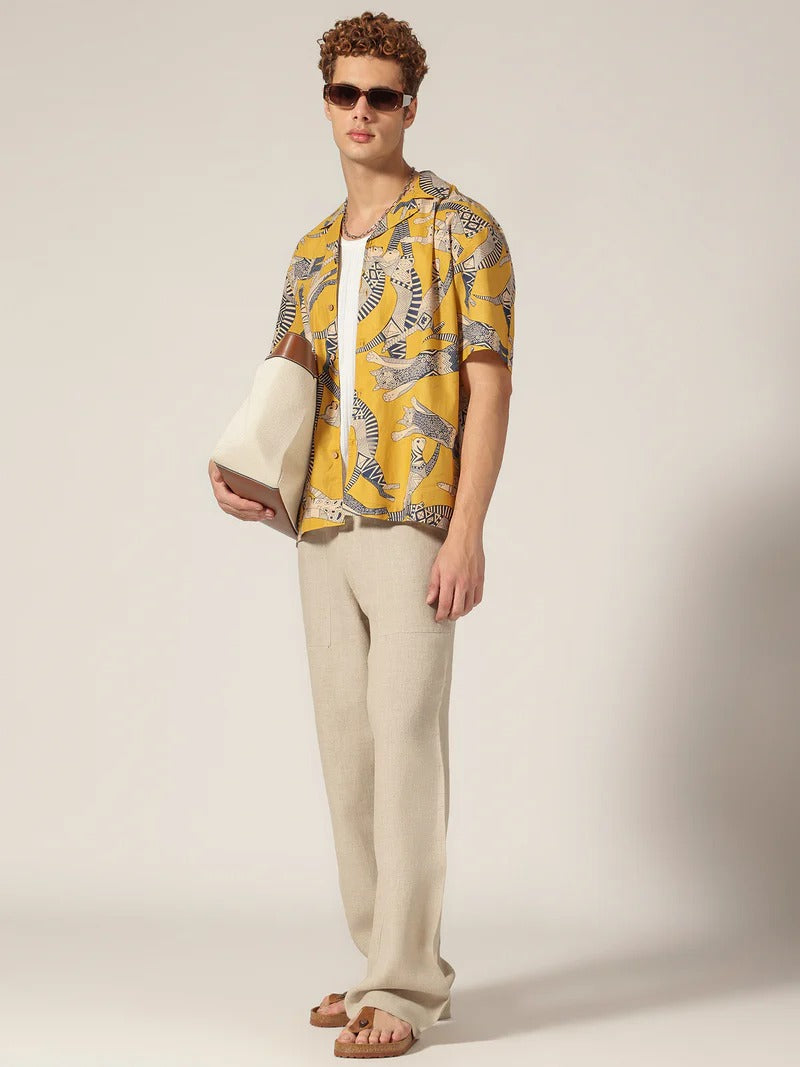 Solstice Short Sleeve Block Printed Men's Shirt - Multiple Colors Available