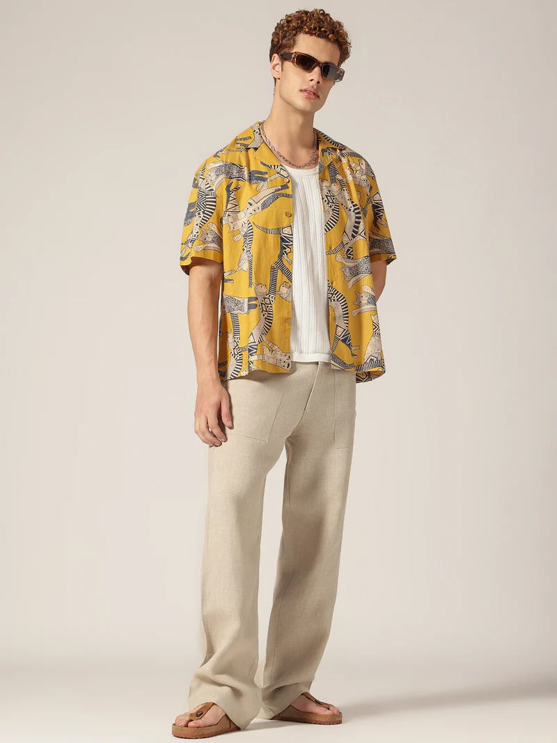 Solstice Short Sleeve Block Printed Men's Shirt - Multiple Colors Available