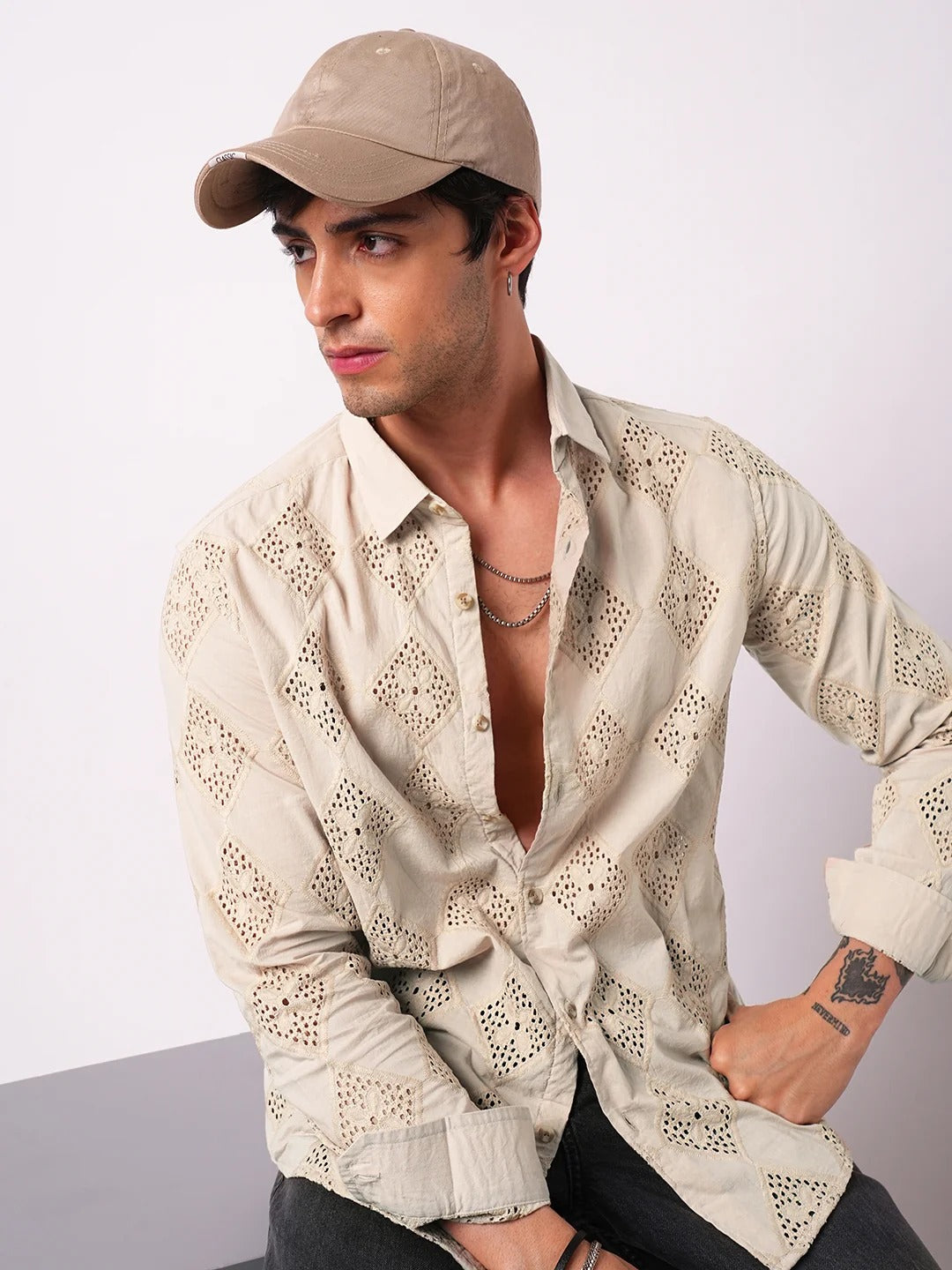 Mallorca Cotton Schiffli Embroidered Shirt - Multiple Colors Available