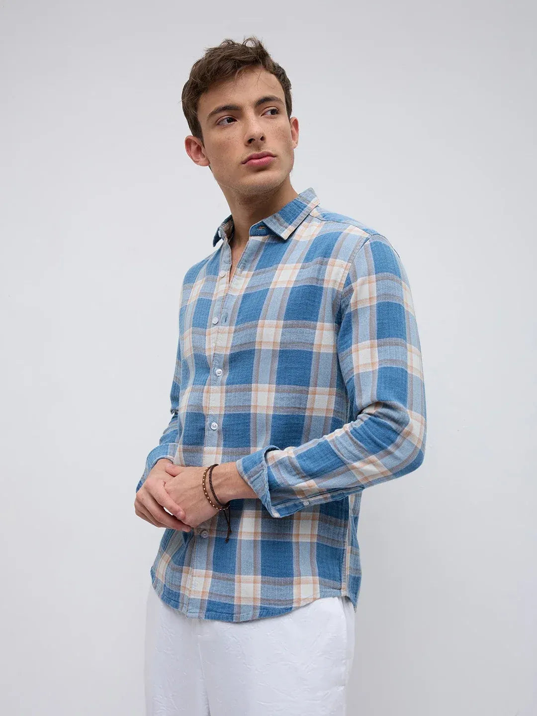 Tartan Cotton Plaid Regular Fit Shirt - Blue