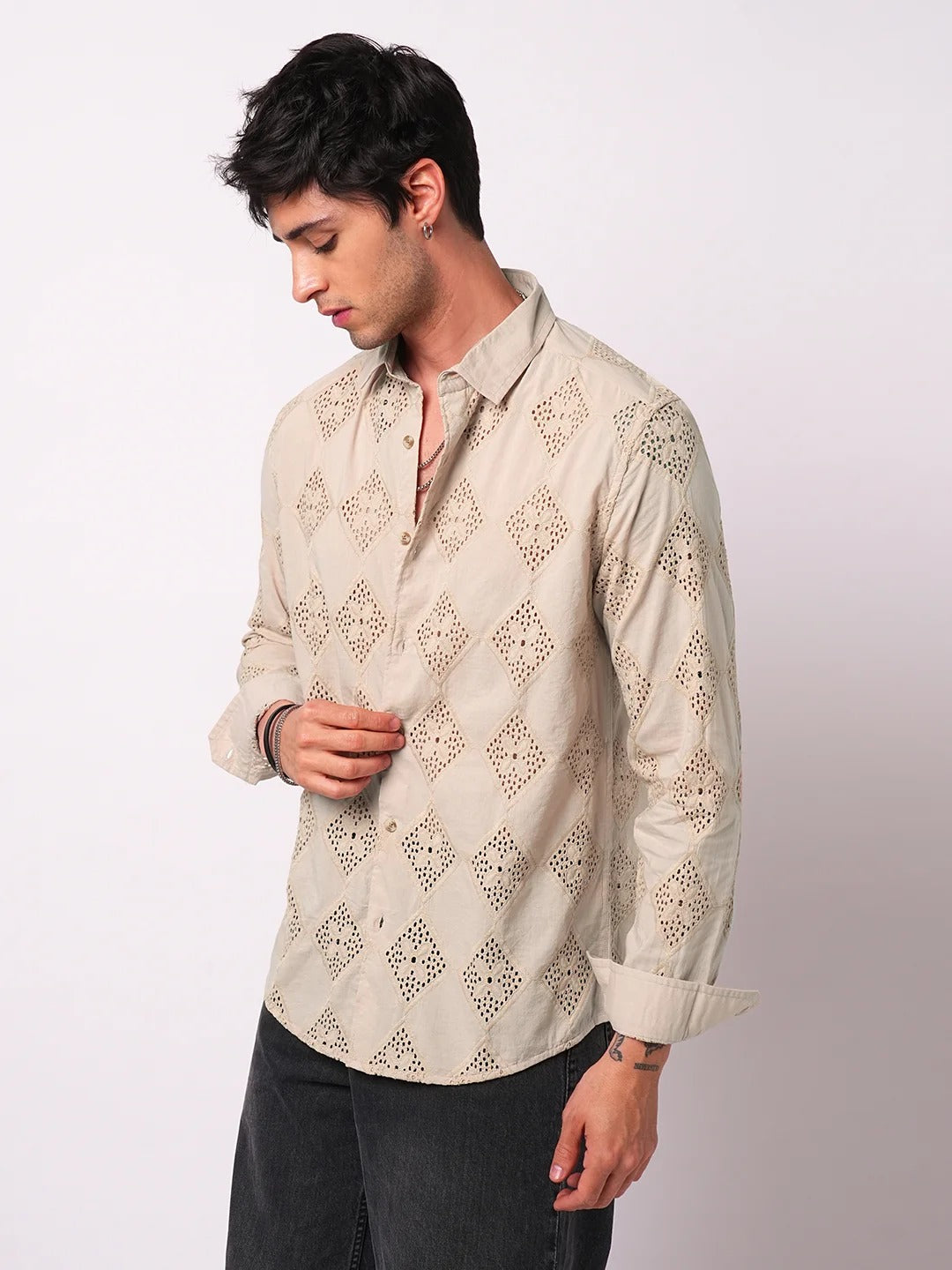Mallorca Cotton Schiffli Embroidered Shirt - Multiple Colors Available