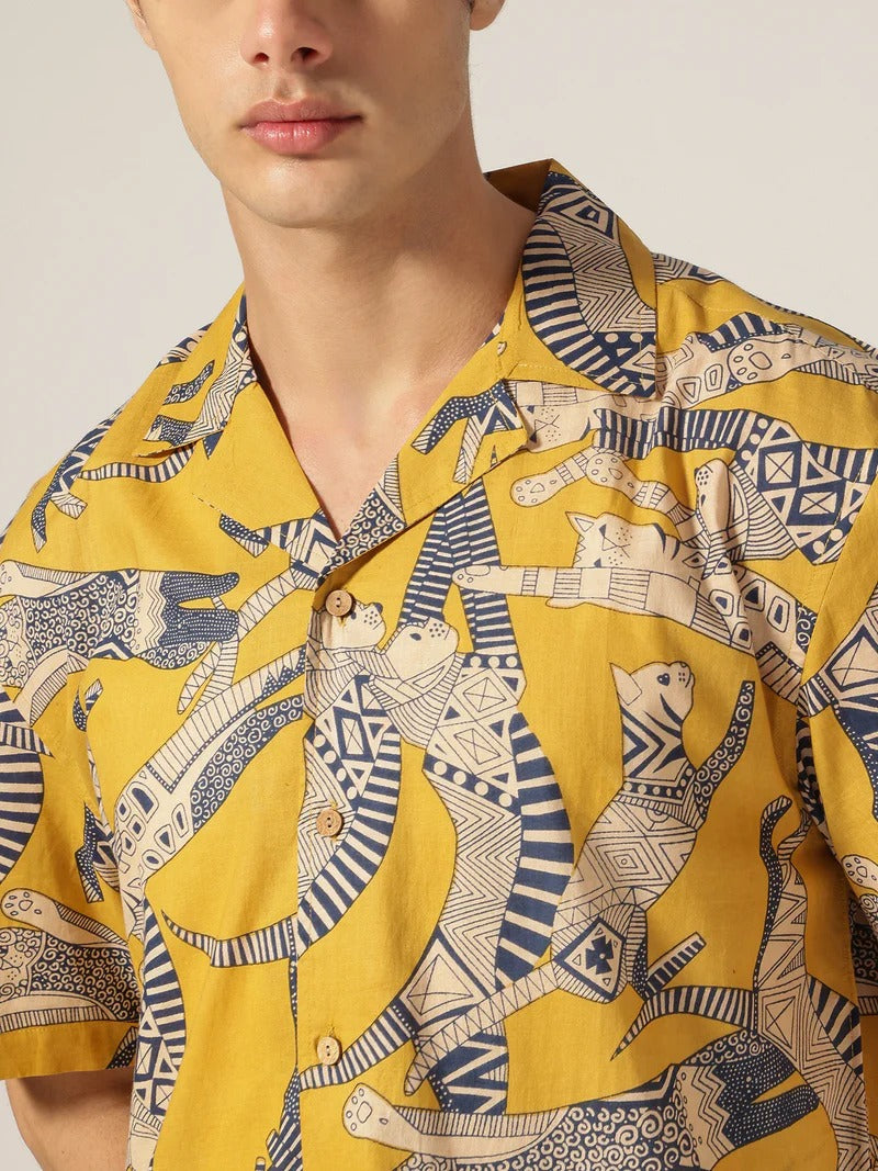 Solstice Short Sleeve Block Printed Men's Shirt - Multiple Colors Available